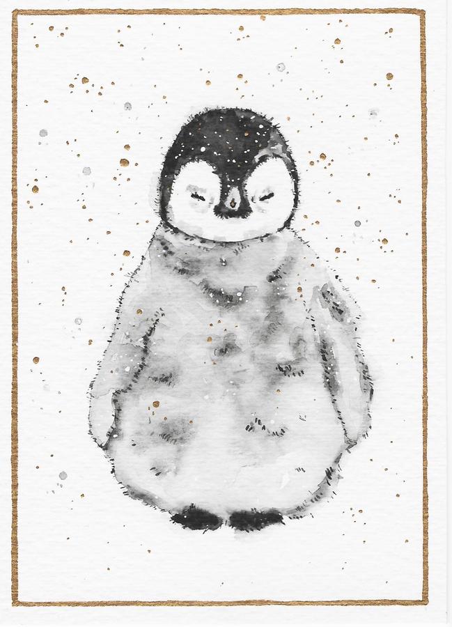 Sleepy pinguin holiday cards